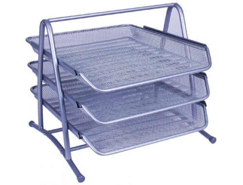 Conjunto 3 tabuleiros de secretaria q-connect rede metalica, cinzento , Q-connect , 35096 , 5705831008229